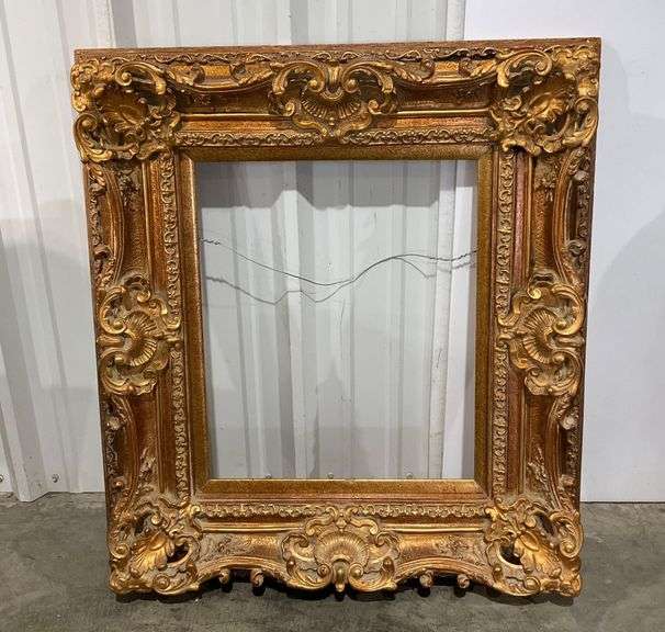 Gilt Ornate Rectangular Picture Frame with Elaborate Carved Details, 35 ...