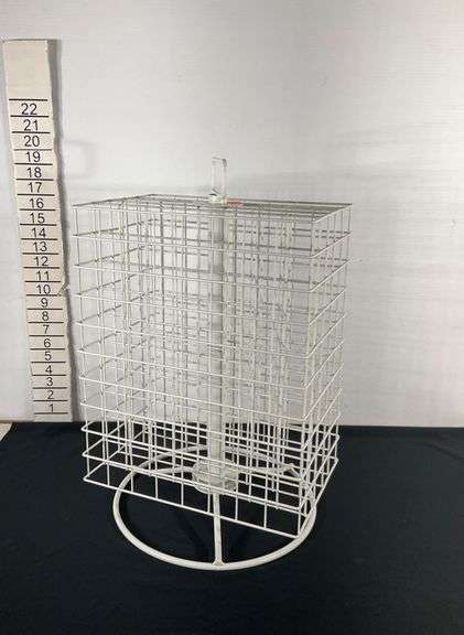 White Rotating Metal Display Stand with Grid Design - Hash Auctions