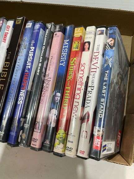 Collection of 22 DVD Movies and TV Shows in Cardboard Box