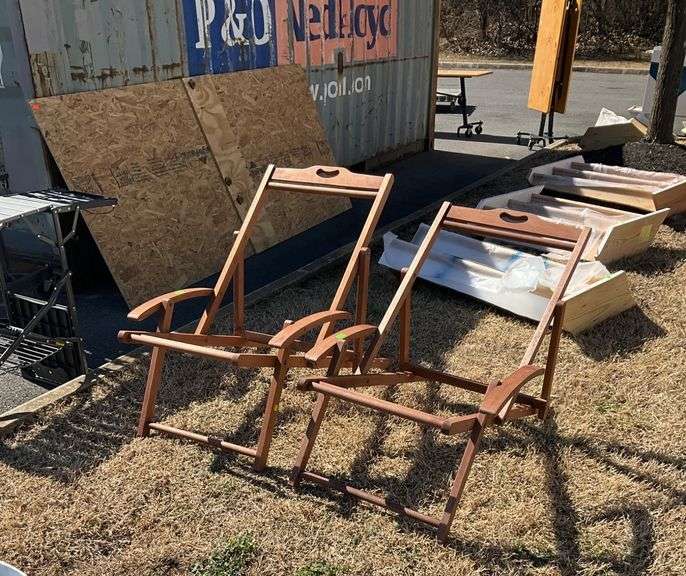 Set of Folding Chair Frames in Brown Finish - Hash Auctions