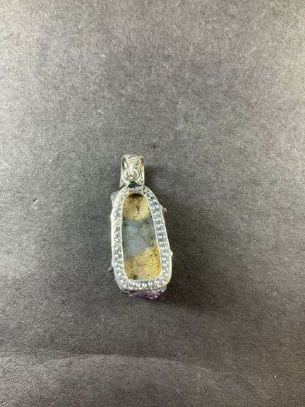 Sterling silver 33.75ct rough cut geode amethyst pendant