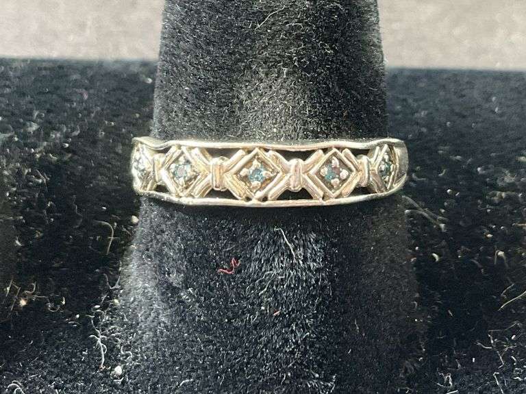 Genuine Blue Diamond Band 1.6 grams Sterling Silver size 8