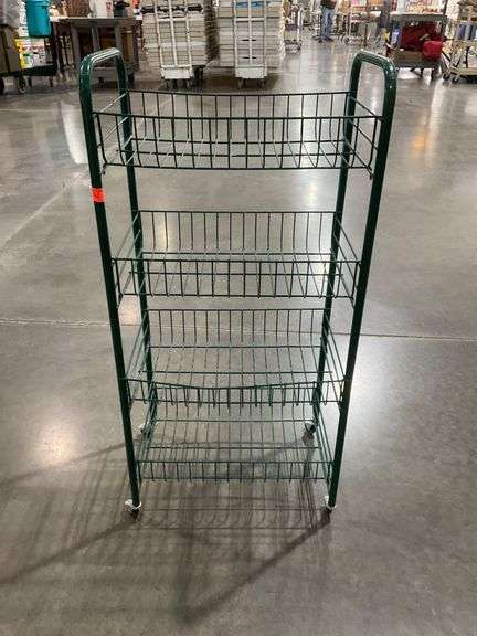 Green Metal Rack Green Metal Four-Tier Wire Storage Rack on Casters - Hash Auctions