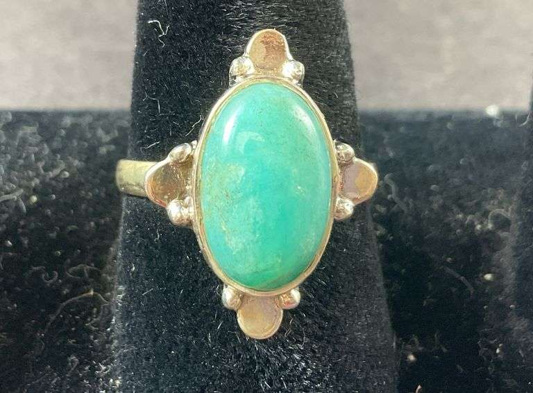 •HALF MOON• amazonite + silver ring - SIZE 8.75