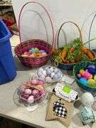 Assorted Easter Decorations and Accessories Including Baskets, Eggs, and More