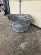 Galvanized Metal Tub with Handles, 2’ Diameter