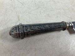 7″ Decorative Knife with Embossed Metal Handle and Matching Sheath, Made in Brazil