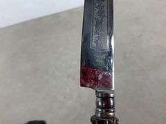7″ Decorative Knife with Embossed Metal Handle and Matching Sheath, Made in Brazil