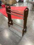 24″ Dark Stained Wood Quilt Rack with Heart Cutout Details