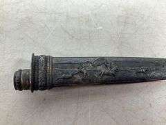 7″ Decorative Knife with Embossed Metal Handle and Matching Sheath, Made in Brazil