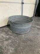 Galvanized Metal Tub with Handles, 2’ Diameter