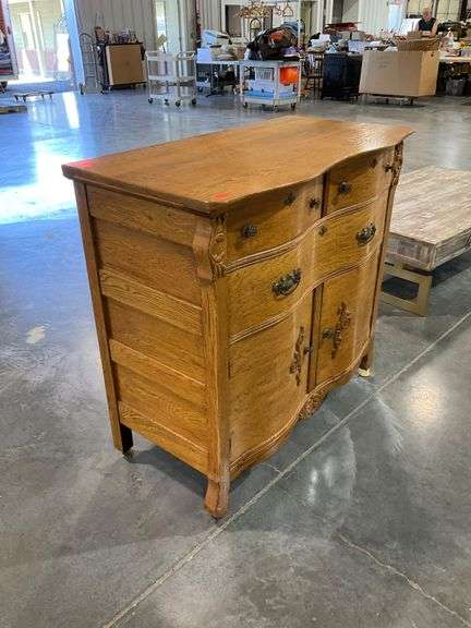 Antique Oak Buffet with Drawers and Cabinet Storage