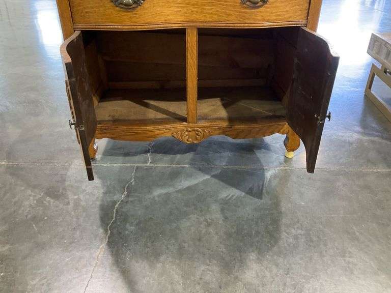 Antique Oak Buffet with Drawers and Cabinet Storage