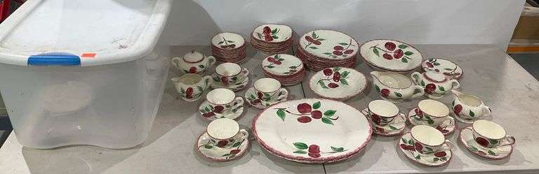 62-Piece Blue Ridge ‘Crab Apple’ Dinnerware Set with Tote - Hash Auctions