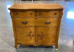 Antique Oak Buffet with Drawers and Cabinet Storage