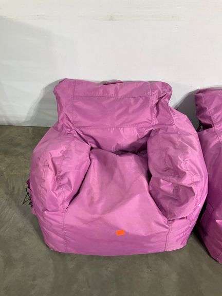 Pair of Big Joe Purple Nylon Bean Bag Chairs