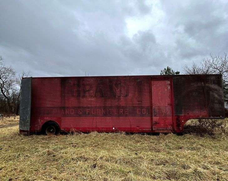 Old Storage Trailer, this old furniture style mover trailer that was used for many years at Bill Tillets Auction Barn. Address 42550 Waxpool  Road Ashburn Virginia 20148.