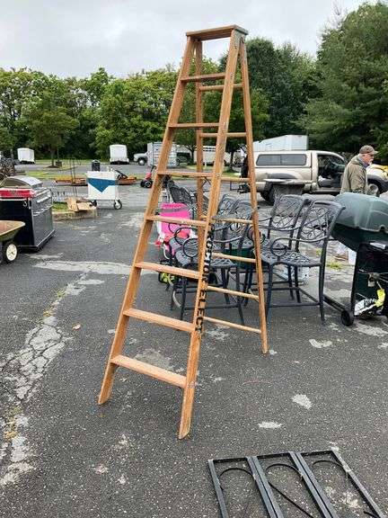 8-Foot A-Frame Wooden Ladder
