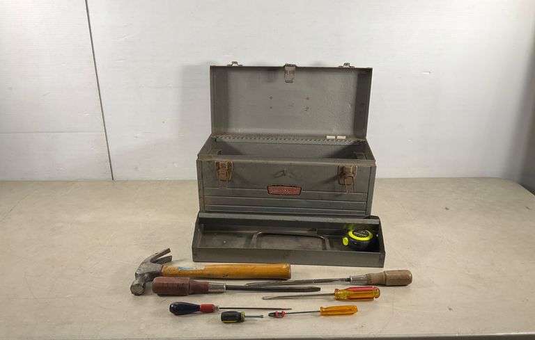 Craftsman 18-Inch Steel Tool Box with Assorted Tools, Mostly ...