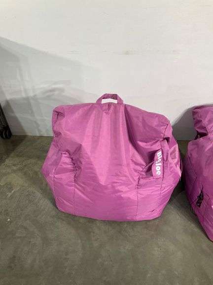 Pair of Big Joe Purple Nylon Bean Bag Chairs