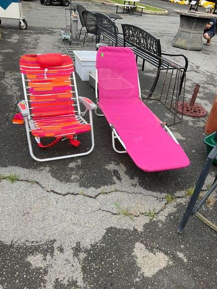 Outdoor Reclining Chairs with Metal Frames and Fabric Seats