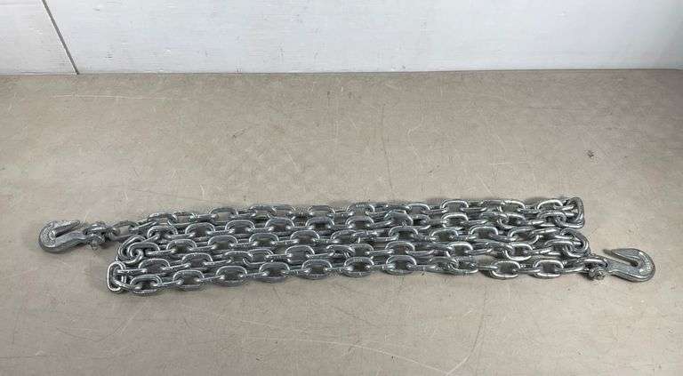 Approx. 13′ Heavy-Duty Metal Chain with 3/8” Hooks - Hash Auctions