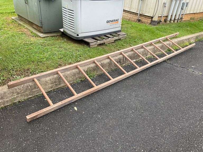 11-Foot Wooden Ladder with Multiple Rungs