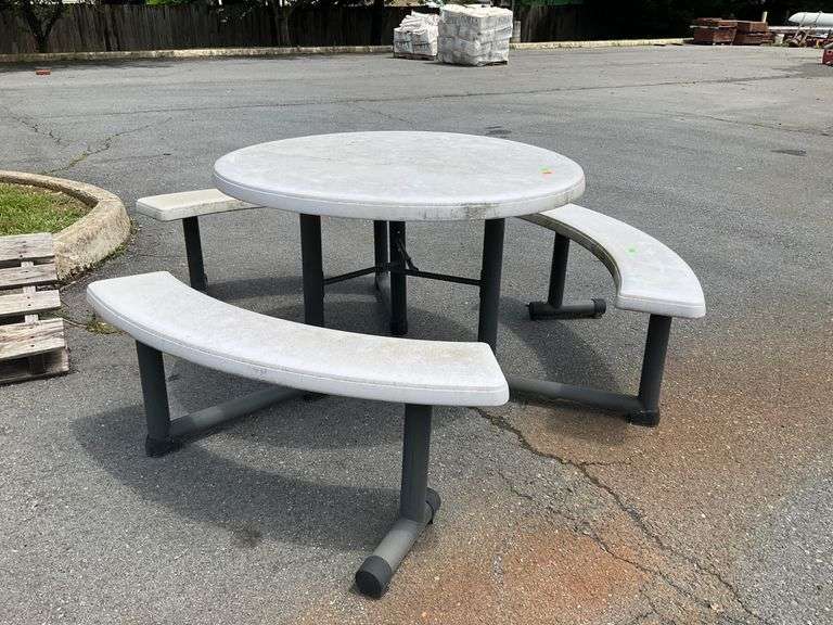 Lifetime Round Folding Picnic Table with Benches, 43” Diameter