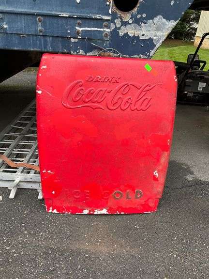 Red Coca-Cola Freezer Front Panel with Embossed Logo