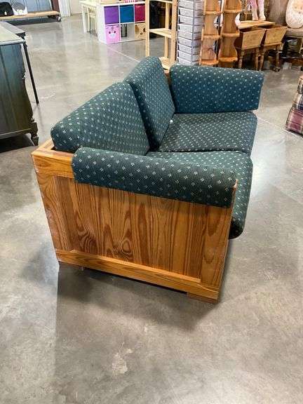 Two-Seat Sofa with Upholstered Cushions and Pine Paneled Frame