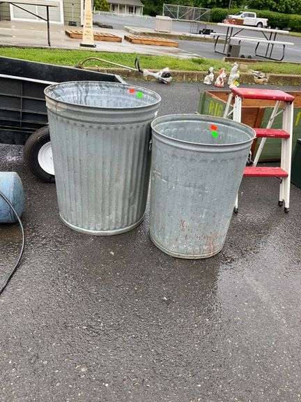 Galvanized Trashcans Without Lids, 23″ and 25″ Heights