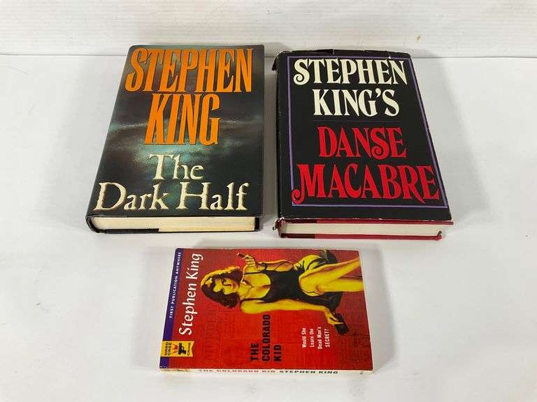 Collection of Three Stephen King Books: ‘The Dark Half’, ‘Danse Macabre’, and ‘The Colorado Kid’