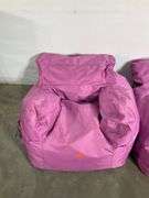 Pair of Big Joe Purple Nylon Bean Bag Chairs