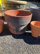 Assorted Clay Planters, Metal Pot, and Decorative Foam Planter Set