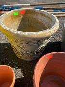 Assorted Clay Planters, Metal Pot, and Decorative Foam Planter Set
