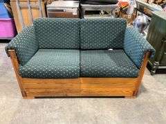 Two-Seat Sofa with Upholstered Cushions and Pine Paneled Frame
