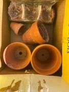 Assorted Clay Planters, Metal Pot, and Decorative Foam Planter Set