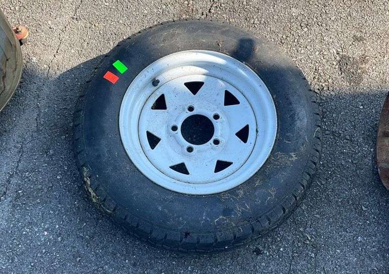 Trailer Tire ST175/80D13 with Rim, Signs of Prior Use