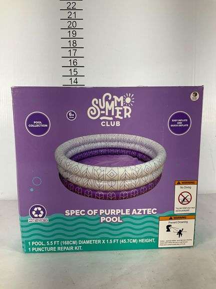 Summer Club Spec of Purple Aztec Inflatable Pool With Repair Kit - Hash ...