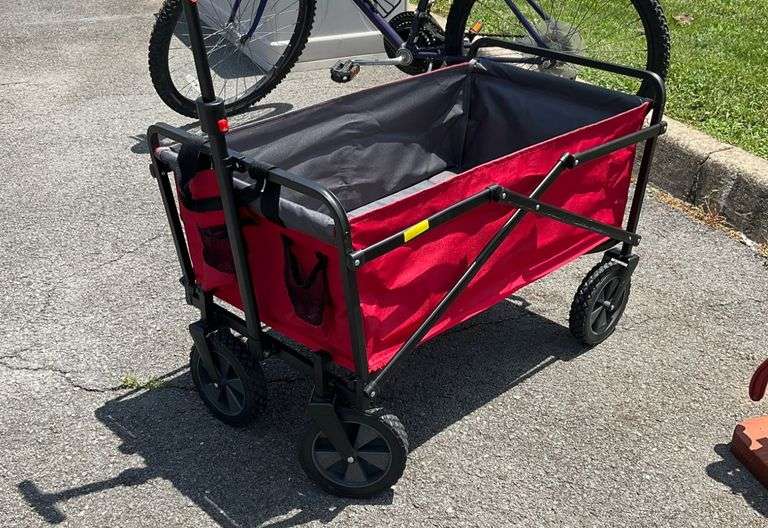 Red Collapsible Wagon with Black Frame and Handle