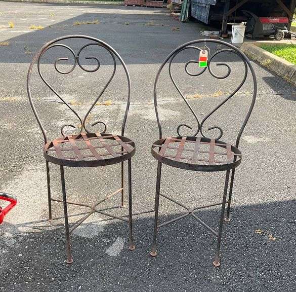 Metal Chairs with Heart-Design Backs