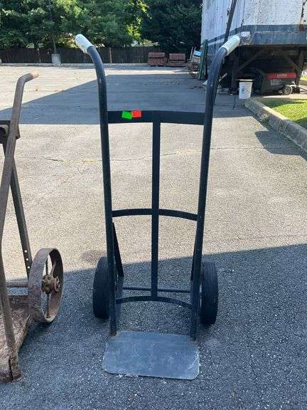 Metal Hand Truck with Two Wheels and Curved Handle Design