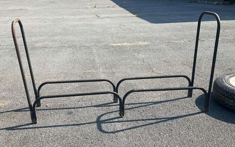 Black Metal Log Holder with Arched Support Design
