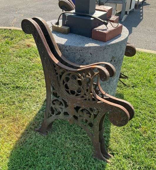 Cast Iron Bench Sides with Scroll and Floral Design
