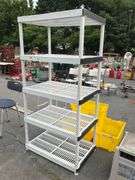 Five-Tier Shelf Unit with White and Black Plastic Frame