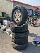 5 Wrangler Goodyear Tires with Rims, P255/75R17, Five-Lug - Hash Auctions