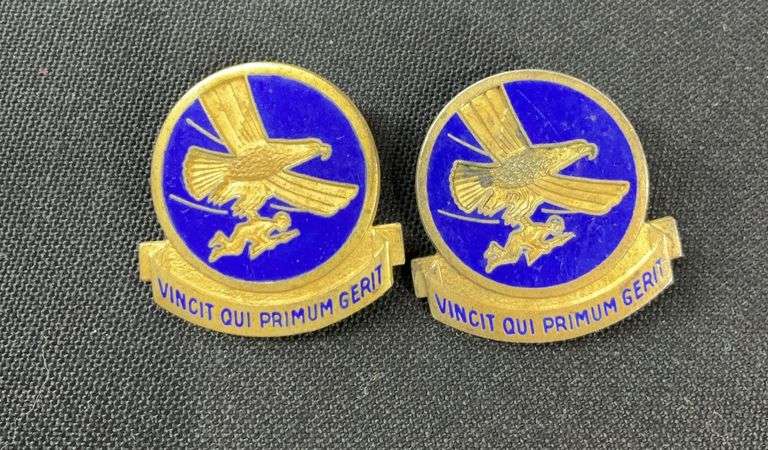 Distinctive Unit Insignia DUI US Army Air Force 1st troop carrier command WW2, one has the pin part missing