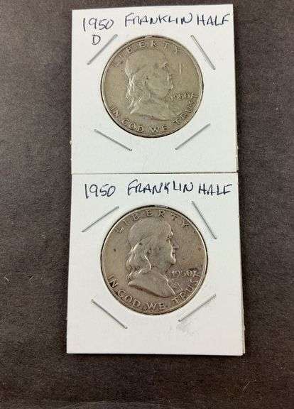 Two Franklin half dollars 1950 and 1950D