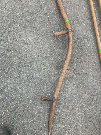 Two-Handed Scythe with Curved Wooden Handle