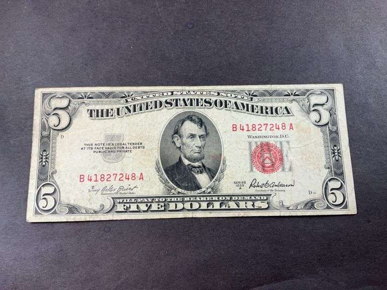 1953A $5 red seal